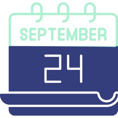 Takvim sayfası görüntüleme tarihi 24 Eylül mavi renkte