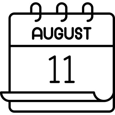 11 Ağustos takvim simgesi tasarımı. Buluşma zamanı. Olay çizelgesi. Düz vektör illüstrasyonu.
