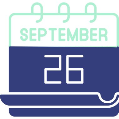 Takvim tarihinin resimsel temsili 26 Eylül 'ü bir planlamacı üzerinde gösteriyor