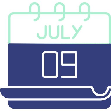 Temmuz ve Gün 09 'da gösterilen takvimin grafiksel temsili.