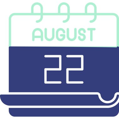 22 Ağustos takvim simgesi tasarımı. Buluşma zamanı. Olay çizelgesi. Düz vektör illüstrasyonu.