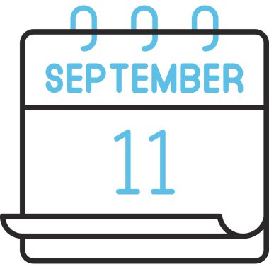 Takvim sayfasının grafik tasarımı 11 Eylül tarihini belirgin bir şekilde gösterir