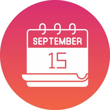 Ayın 15 Eylül ve günüyle dairesel grafik görüntüleme takvimi.