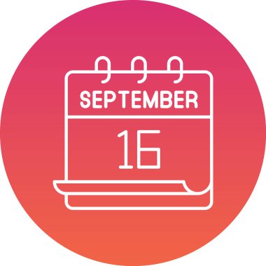 Çember grafik takvim simgesi ile işaretlenmiş tarih 16 Eylül