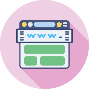 Uzun Gölge ile düz tasarım web tarayıcı penceresi