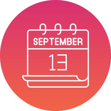 Takvim, dairesel arkaplanda 13 Eylül tarihini gösteriyor