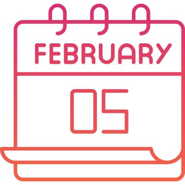 05 Şubat takvim simgesi tasarımı, vektör illüstrasyonu