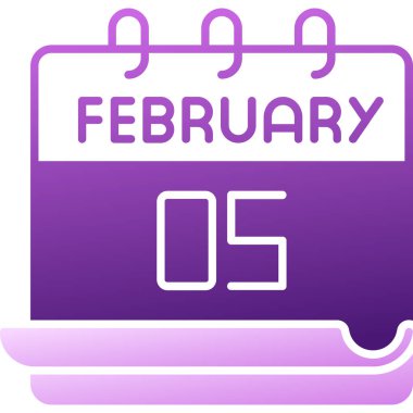 05 Şubat takvim simgesi tasarımı, vektör illüstrasyonu