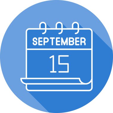 Takvim görüntüleme tarihi beyaz tasarım olarak 15 Eylül olan dairesel grafik