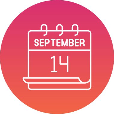 14 Eylül 'de gösterilen dairesel takvim simgesinin grafik tasarımı