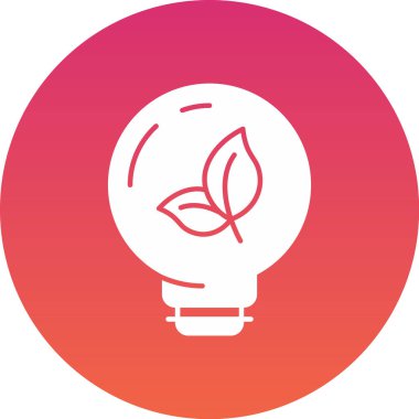 Enerji tasarrufu simgesi. İçinde sürdürülebilirliği simgeleyen yaprak olan bir ampul..