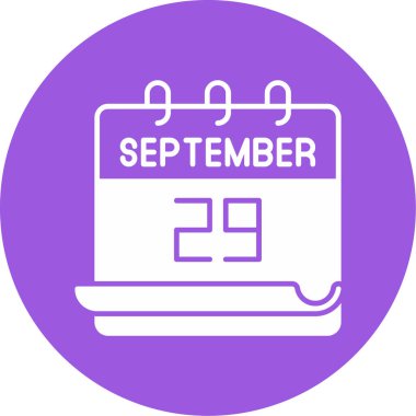Takvim gösterim tarihi 29 Eylül Parlak mor tasarım
