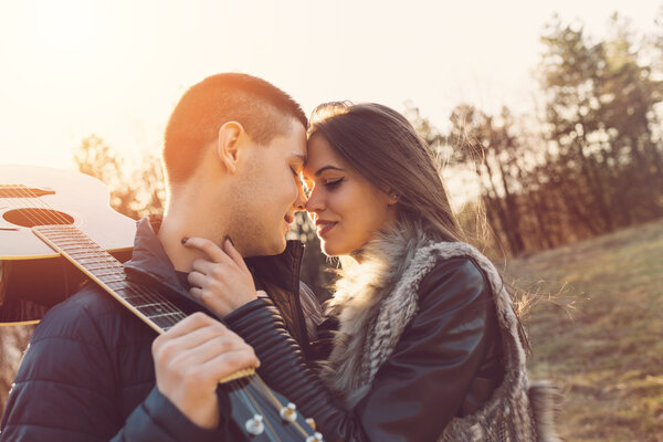 young couple looking at each other