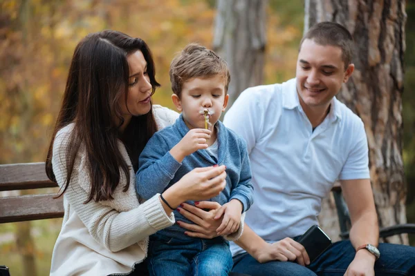 Heureux famille amusant autour — Photo