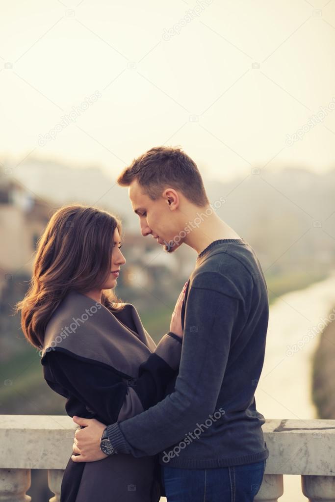 young couple looking at each other