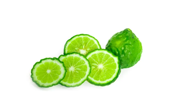 Closeup bergamot slice op witte achtergrond, selectieve aandacht — Stockfoto