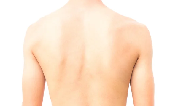 Espalda del hombre sobre fondo blanco belleza cuidado de la piel saludable para los hombres concepto — Foto de Stock