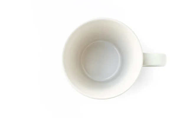 Tasse en céramique blanche vue de dessus pour tasse à café sur fond blanc — Photo