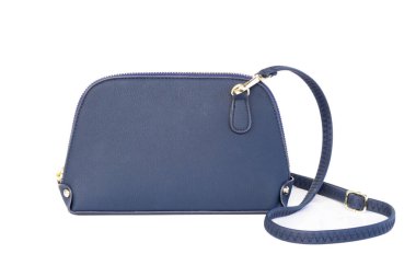 Beyaz arka planda modern mavi çanta modası