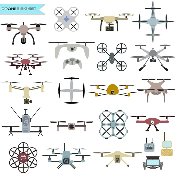 Drone vector set. — Stock Illustration Drone vector set. Vector Graphics