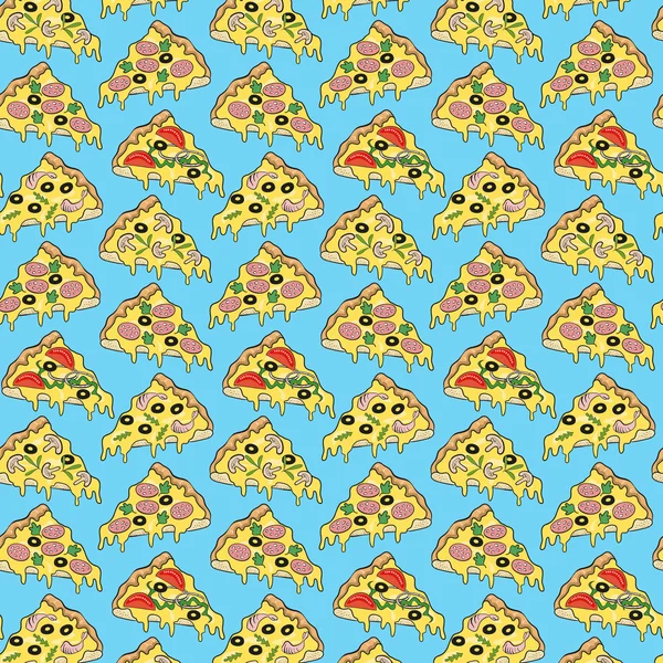 Pizza sömlöst mönster. — Stock vektor