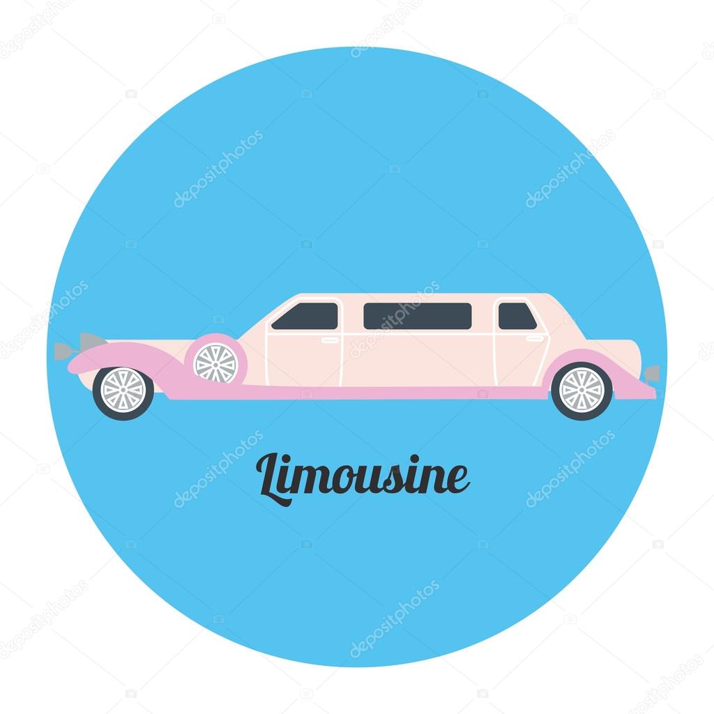 Limousine icon as a coach,  flat design.