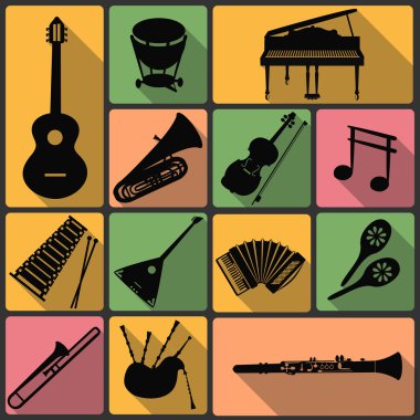 müzik enstrümanları simgeleri seti.