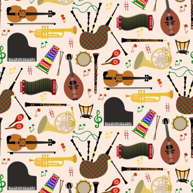 Pattern with musical instruments clipart