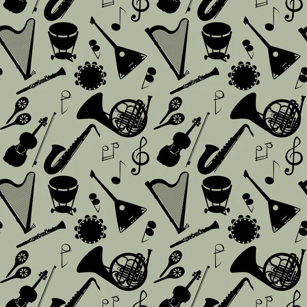 Бесшовный рисунок с музыкальными инструментами . — стоковый вектор