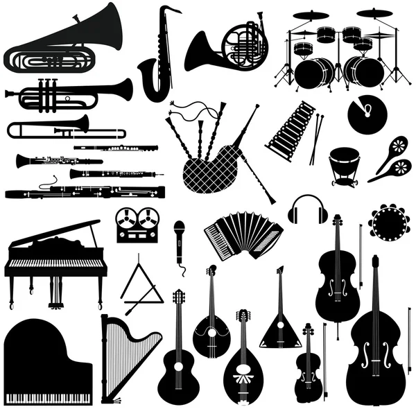 Establecer iconos de instrumentos musicales — Vector de stock