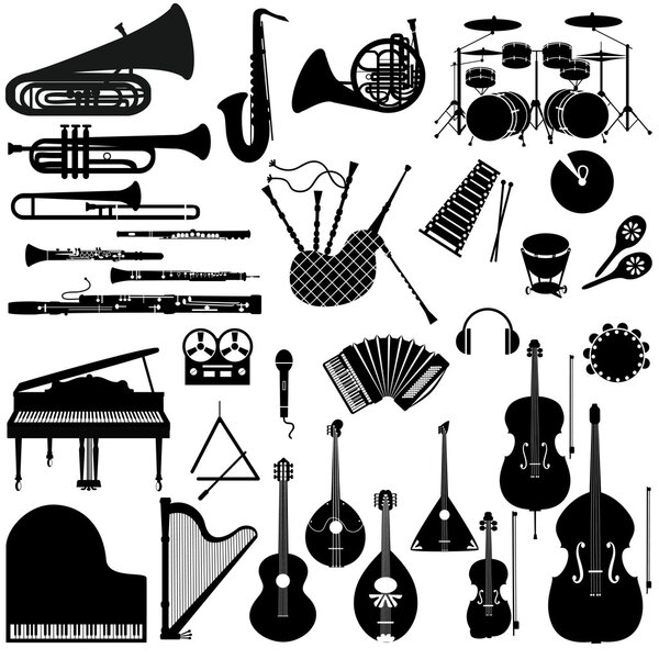 Set icons of musical instruments