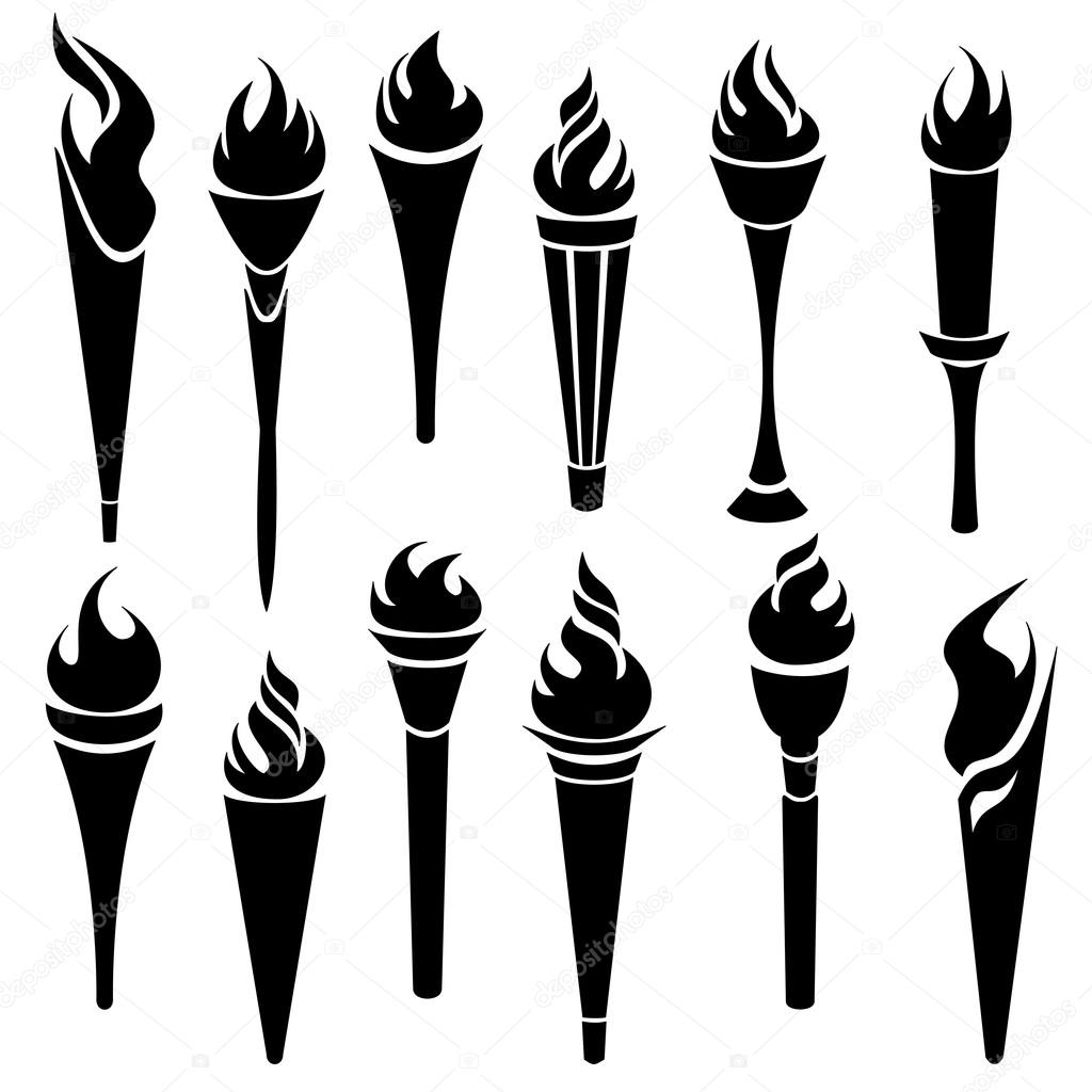 Flaming torches icons 