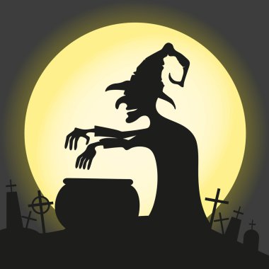 Witch brews a potion. clipart