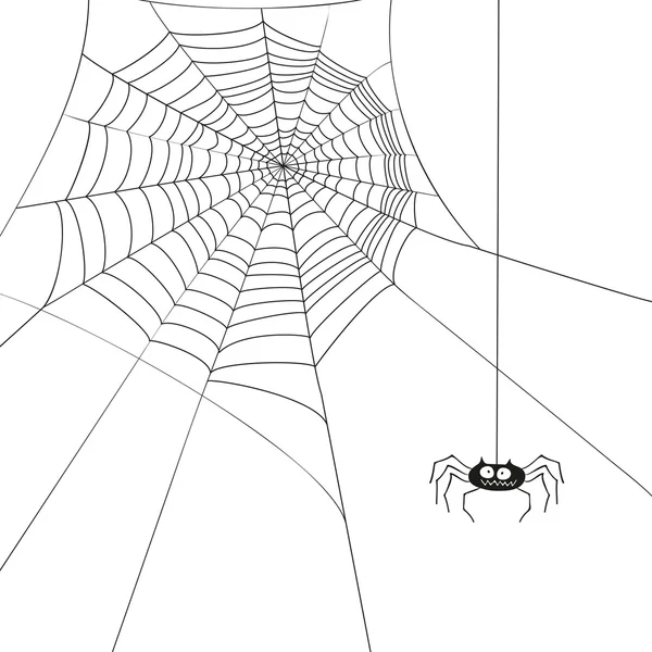 Halloween leuk spin en web. — Stockvector