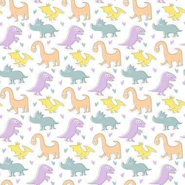 Çizgi film dinozorlarının kusursuz deseni.