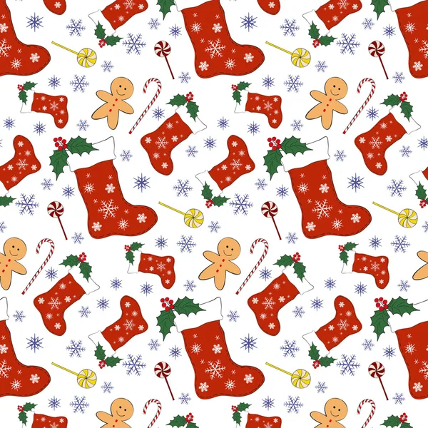 Seamless pattern with christmas socks. — Stock Vector