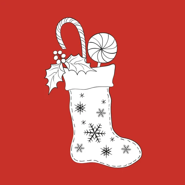 Chaussette de Noël avec bonbons . — Image vectorielle