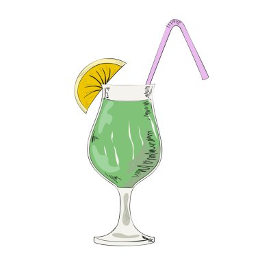 Glass with alcoholic cocktail.  clipart