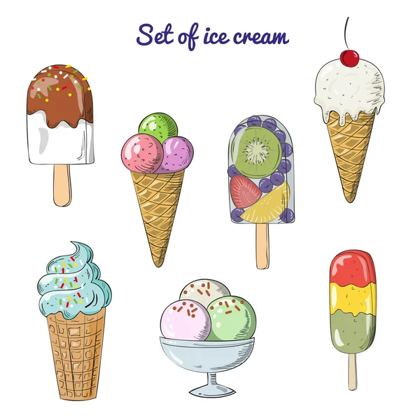 Conjunto de helado de ilustración vectorial . — Vector de stock