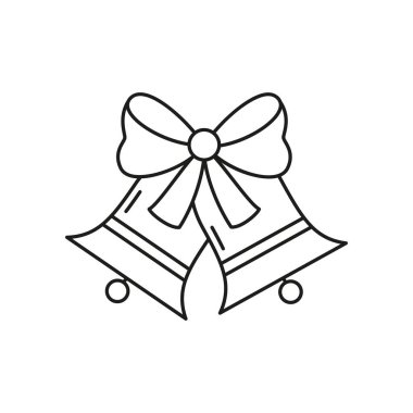 Beyaz arka planda Noel çanları simgesi. Yeni yıl illüstrasyonu. Vektör illüstrasyonu.