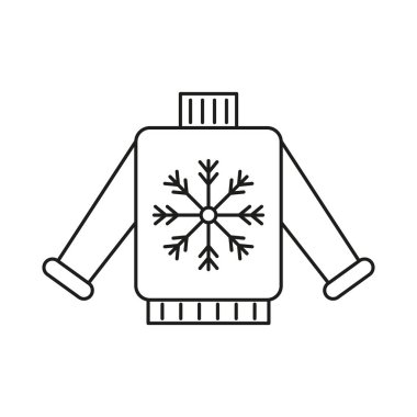 Beyaz arkaplanda süveter simgesi. Yeni yıl illüstrasyonu. Vektör illüstrasyonu.