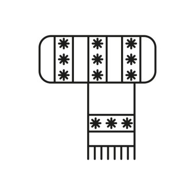 Beyaz arka planda kış eşarbı simgesi. Vektör illüstrasyonu.