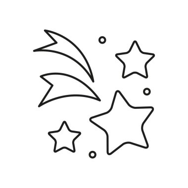 Kayan yıldız, beyaz arkaplanda kuyruklu yıldız simgesi. Vektör illüstrasyonu.