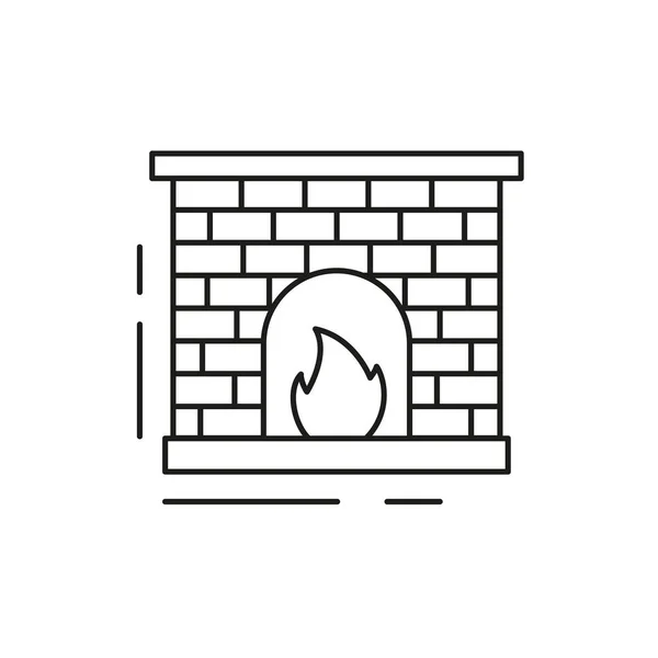 Fireplace Icon White Background New Year Illustration Vector Illustration — Stock Vector