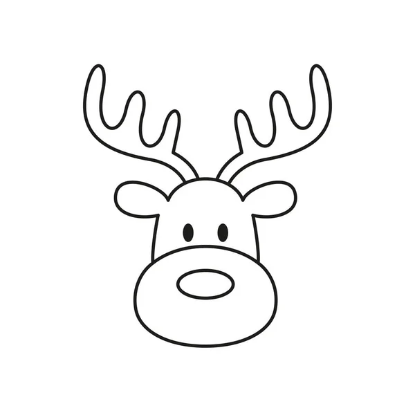 Christmas Deer Icon White Background Vector Illustration — Stock Vector