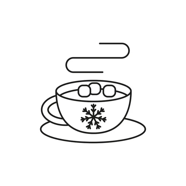 クリスマスの冬は白い背景にマシュマロとマグカップを飲みます ベクターイラスト — ストックベクタ