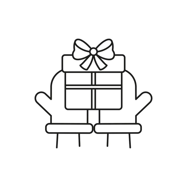 Sarung Tangan Hangat Natal Dengan Kotak Hadiah Latar Belakang Putih - Stok Vektor