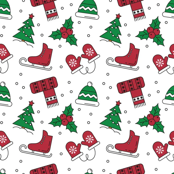 Modello Senza Cuciture Con Icone Natale Illustrazione Vettoriale — Vettoriale Stock