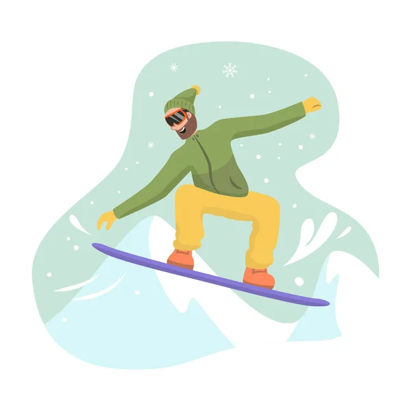 Snowboarder Dibujos Animados Estación Esquí Ilustración Vectorial — Vector de stock