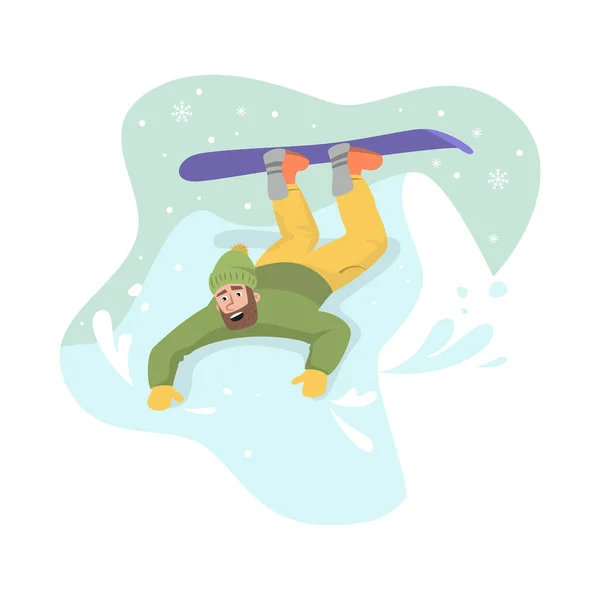 Tecknad Snowboardåkare Skidorten Vektorillustration — Stock vektor